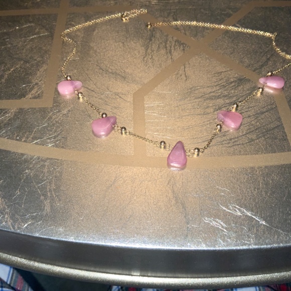 Designer Hana 14KT Handmade Y/G Beads Rose Quartz Coral Chain Necklace 18” - Picture 5 of 6